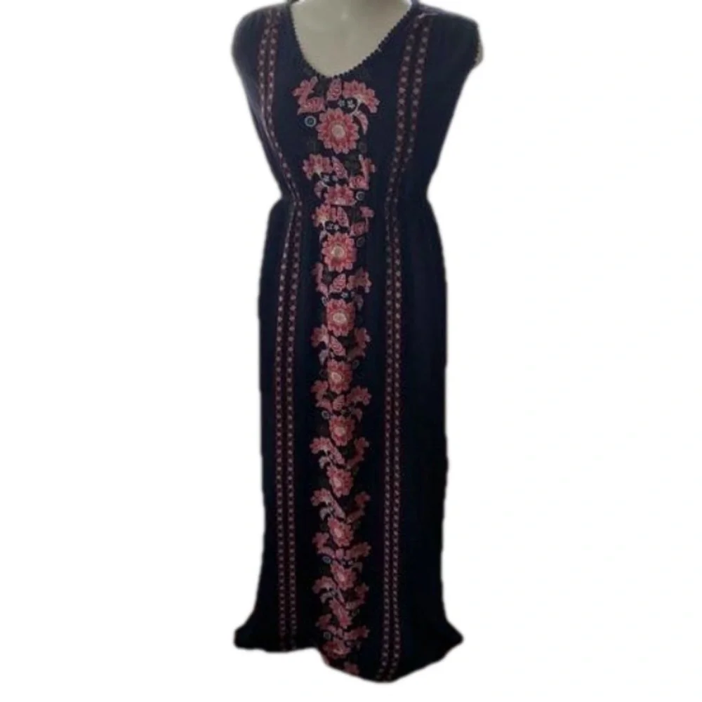 Xhilaration Floral Maxi black pink bohemian Dress M - Picture 2 of 12